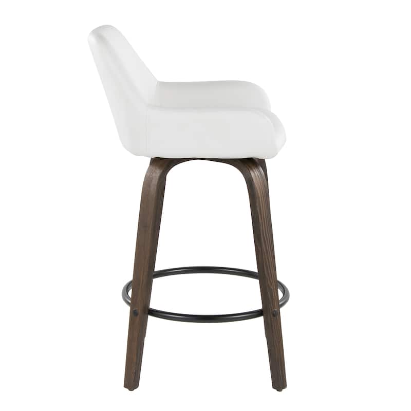 Porch & Den Galotti 26" Fixed-Height Counter Stool with Bent Wood Legs & Round Footrest (Set of 2)