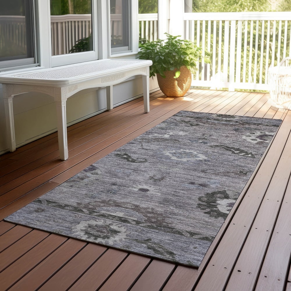 Machine Washable Indoor/ Outdoor Traditional Boho Chantille Rug