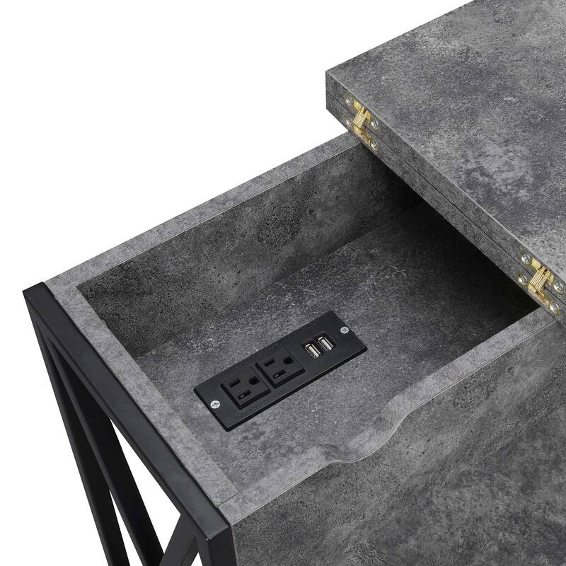 Carbon Loft Ehrlich Flip-top End Table with Charging Station