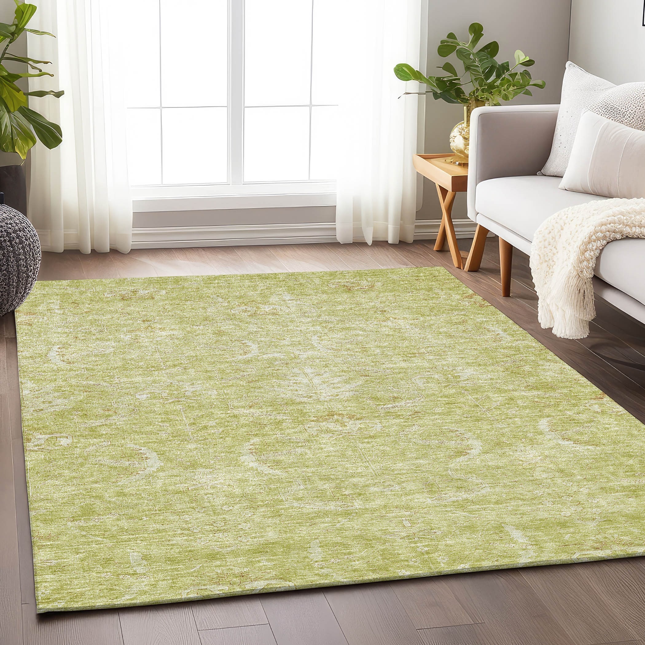 Machine Washable Indoor/ Outdoor Boho Traditional Chantille Rug