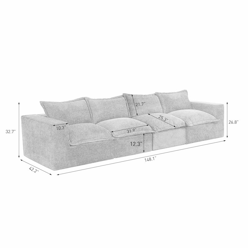 Comfy Cloud Couch Plush Modular Sectional Sofa For Living Room
