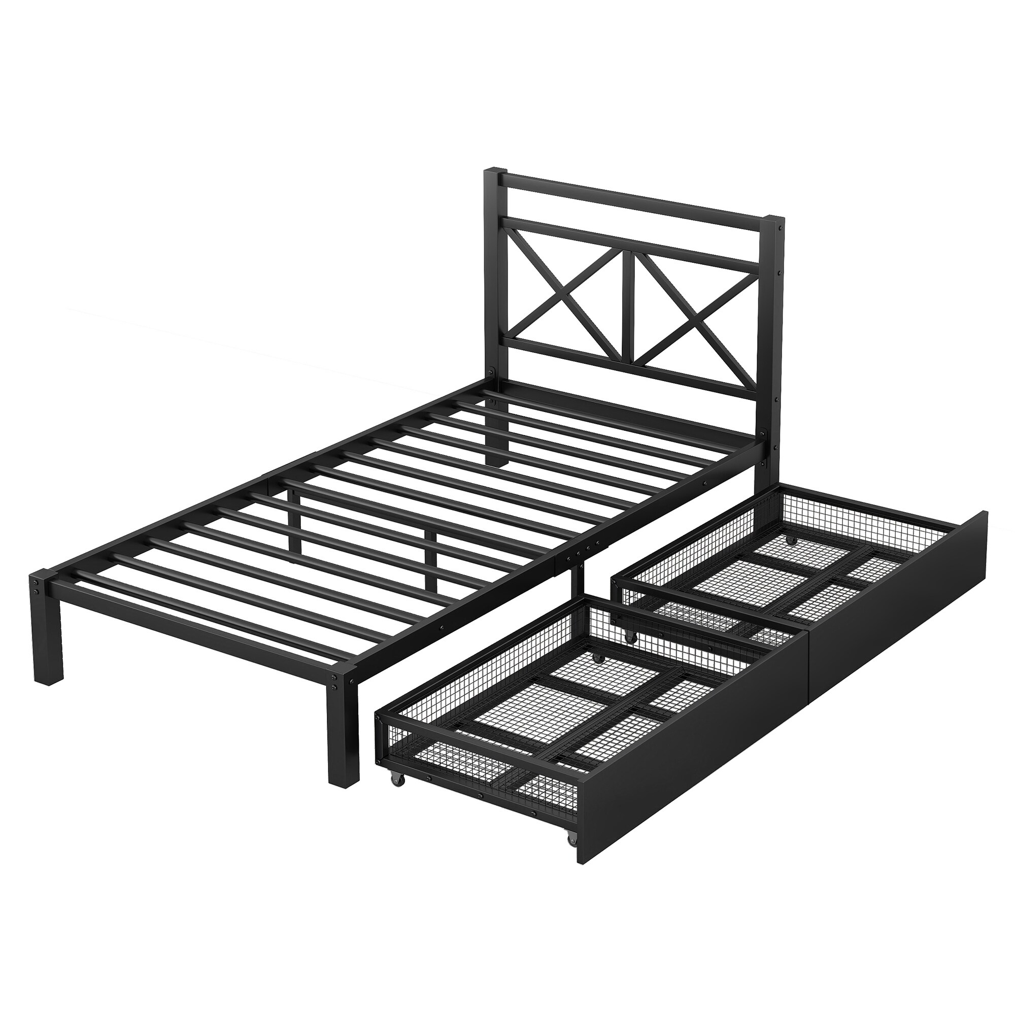 Metal twin bed frame with storage discount