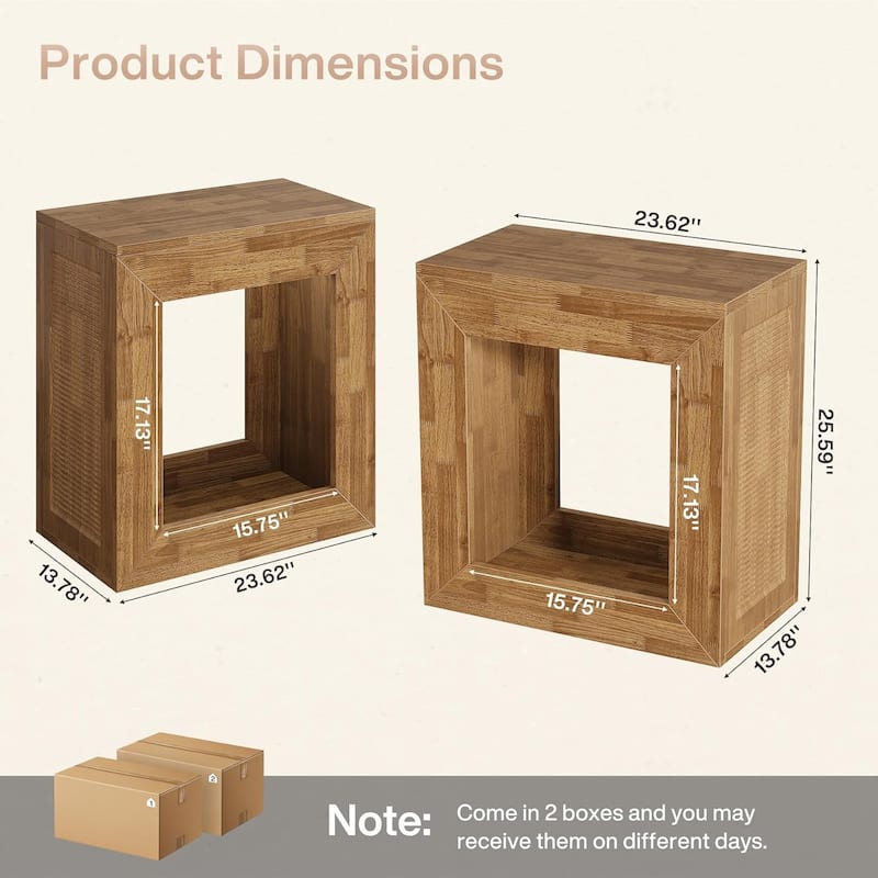 2-Tier End Table, Side Table with Sturdy Base, Square Bedside Table Nightstand