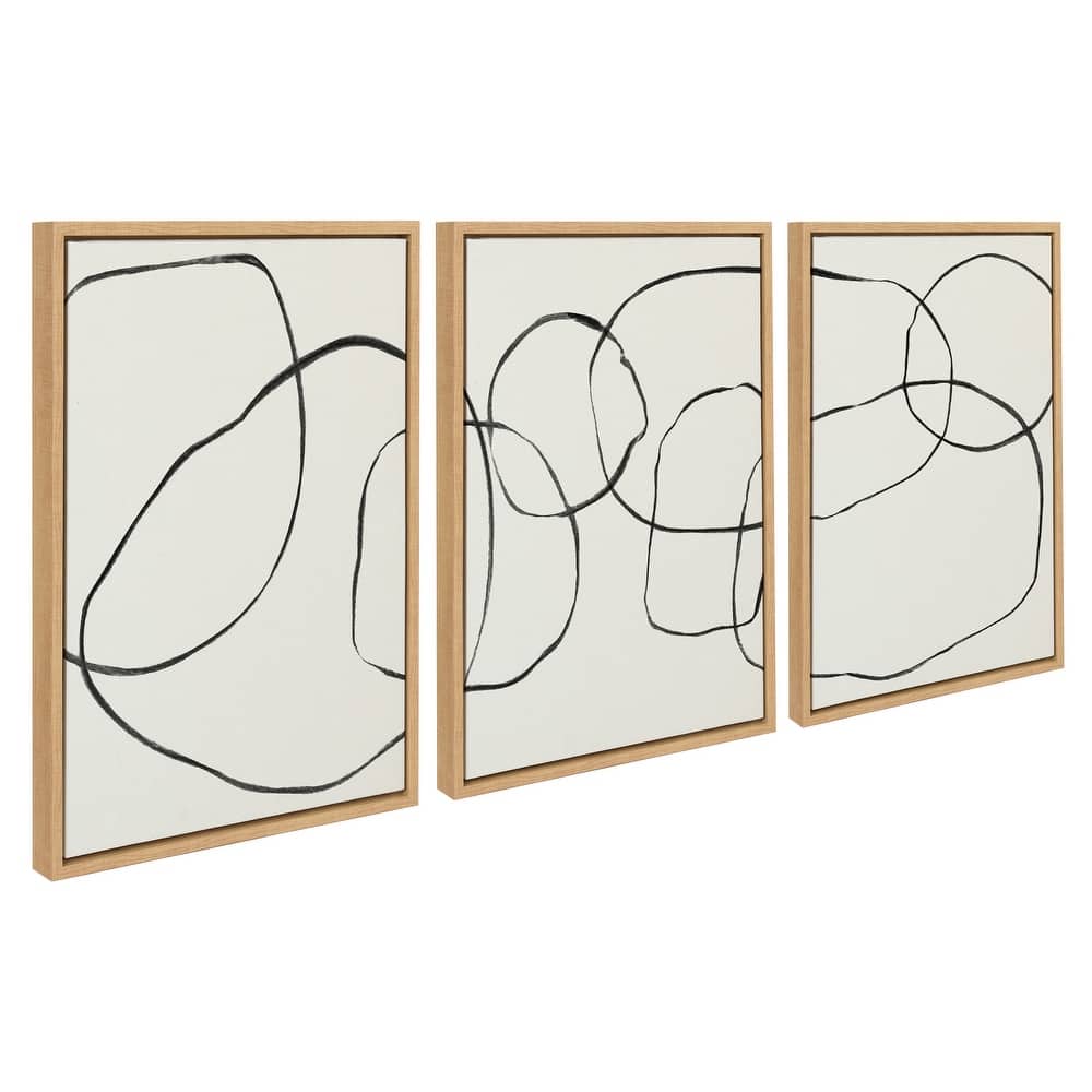 Kate and Laurel Sylvie Dancing Circles BW Framed Canvas by Teju Reval