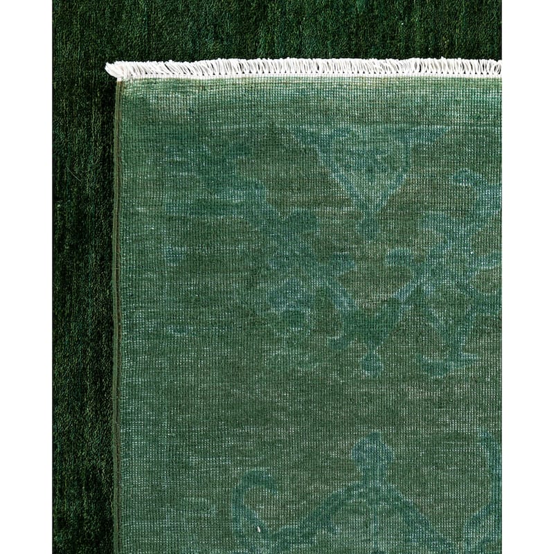 Overdyed One-of-a-Kind Hand-Knotted Area Rug - Green - 12' 1" x 15' 8"