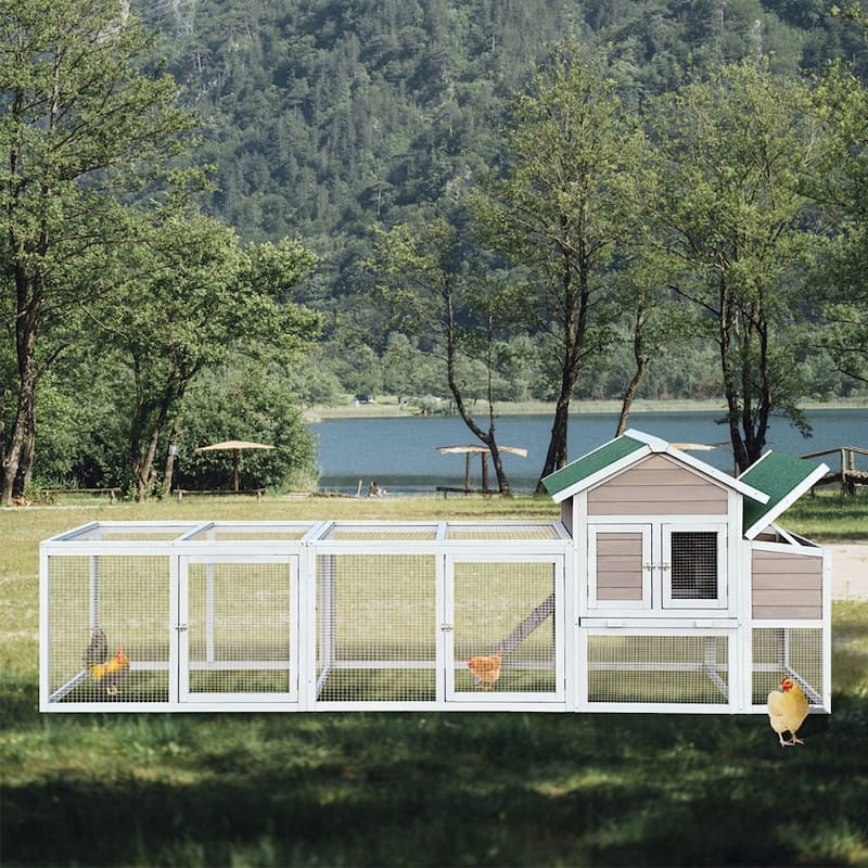 122" Large Wood Chicken Coop Hen House with Nesting Box