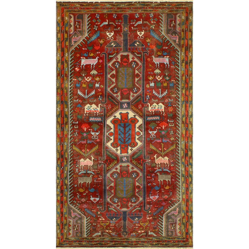 Fine Vintage Distressed Arda Rust/Gold Rug - 5'0" x 9'4"