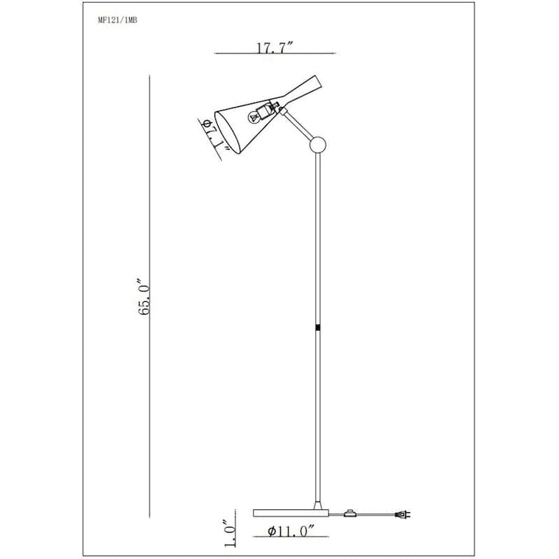 Milena 11 Inch Matte Black Mid-Modern Floor Lamp