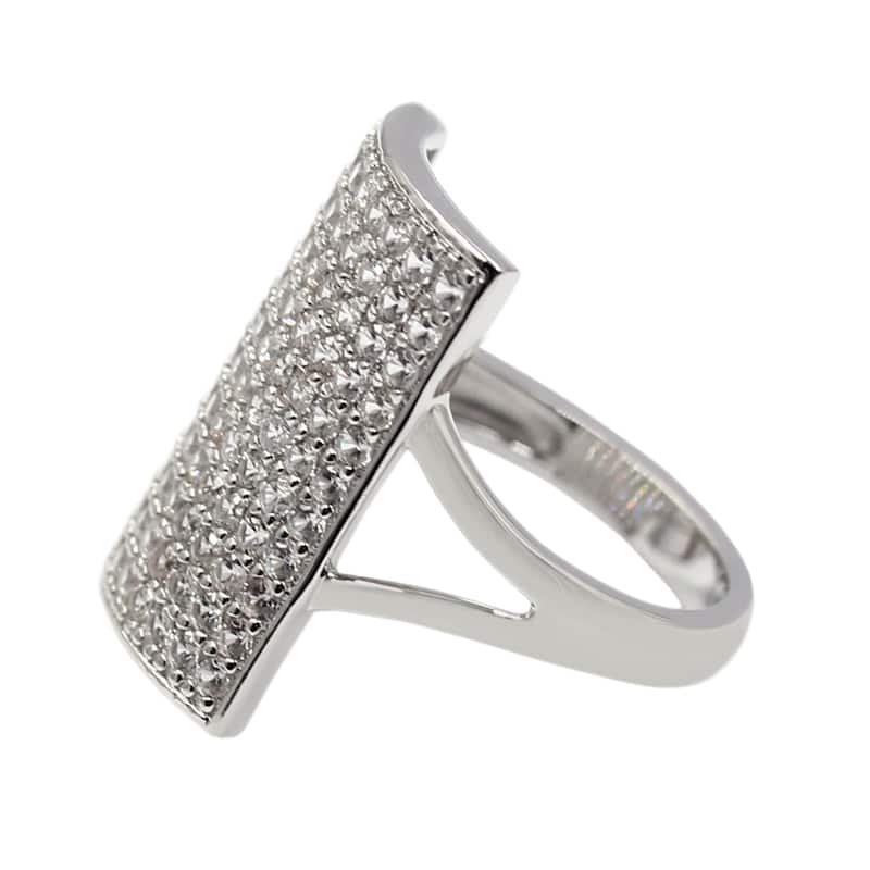925 Sterling Silver White Natural Zircon 1.5 Round Ring For Women