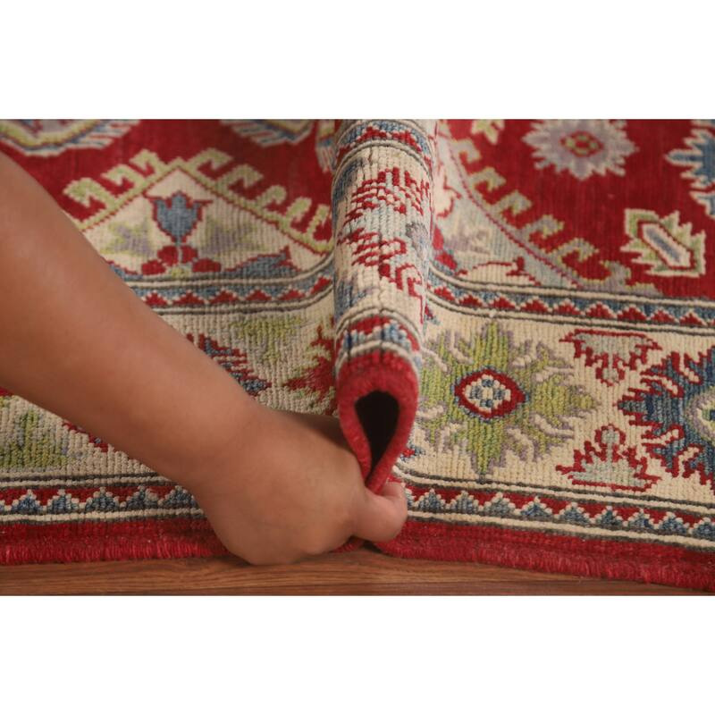 Red Kazak Area Rug Hand-Knotted Traditional Wool Carpet - 5'1" x 6'5"