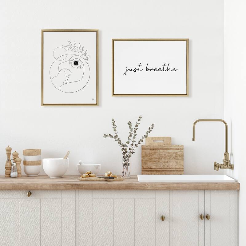 Kate and Laurel Sylvie Just Breathe BW Canvas by Creative Bunch Studio