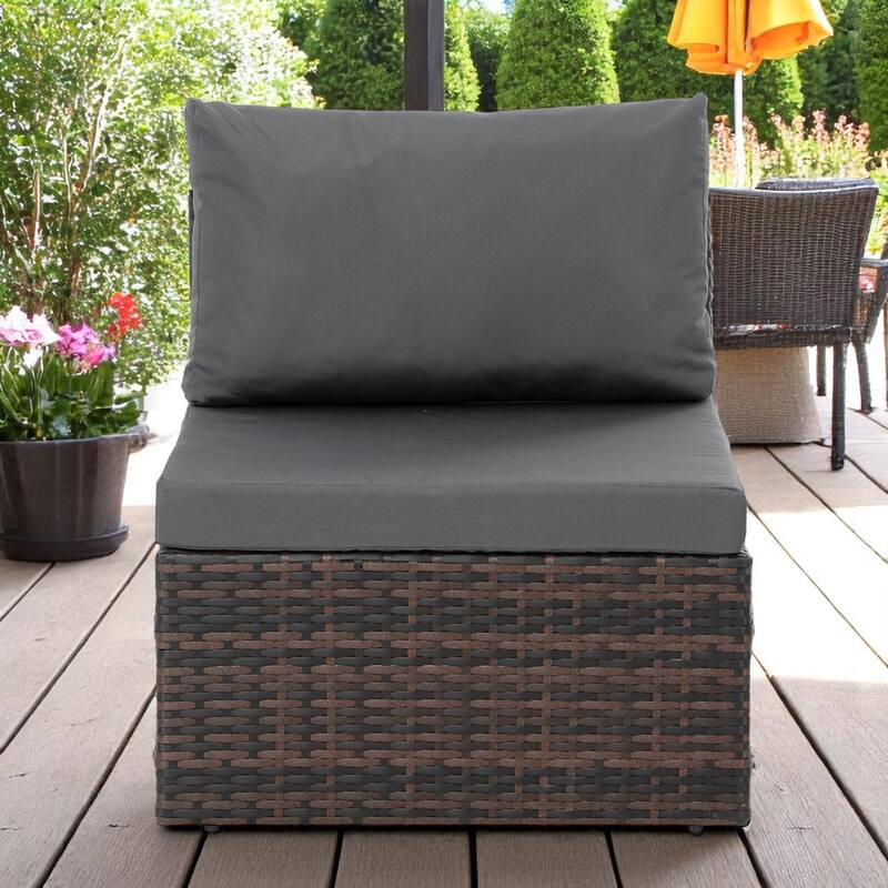 5-Piece Patio Furniture Set with PE Wicker Furniture set, Tempered Glass Table, Cushions with Zipper,Outdoor Furniture set
