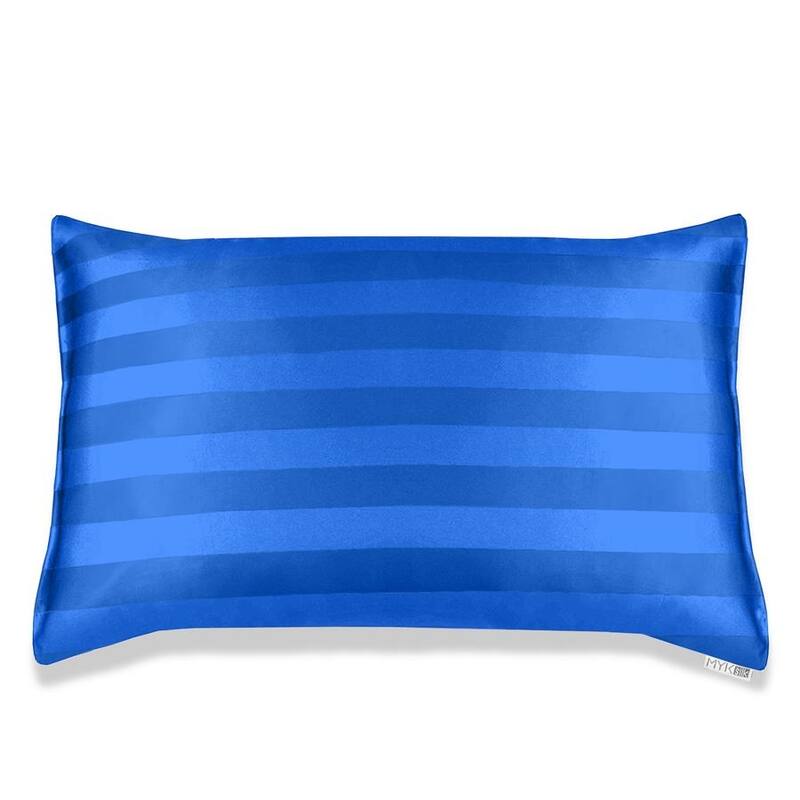 MYK Striped Mulberry Silk Pillowcase - Blue - Standard