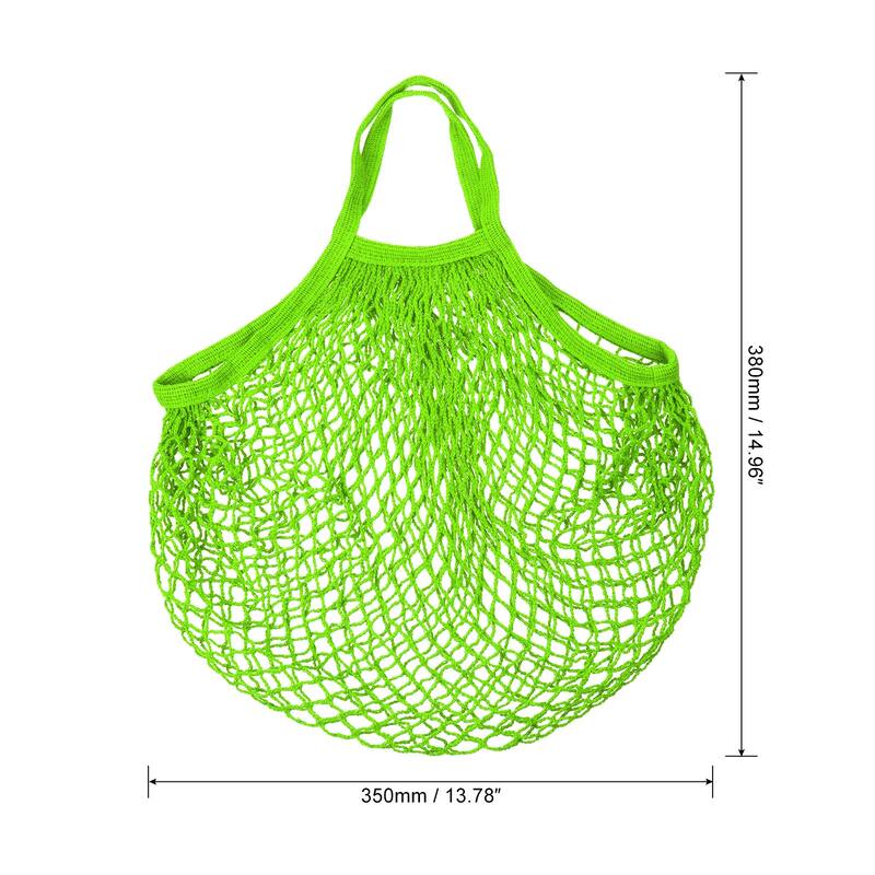 Cotton Mesh Bag, 15x13.8" Mesh Net String Grocery Bags, 2Pcs - Green
