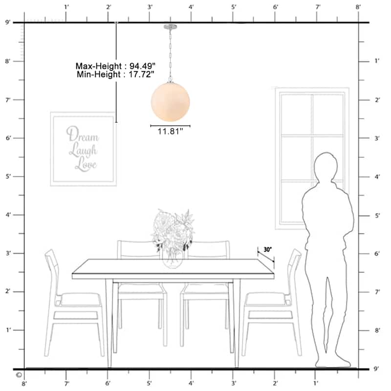 Modern White Bubble Glass Globe Pendant Light with Side Opening