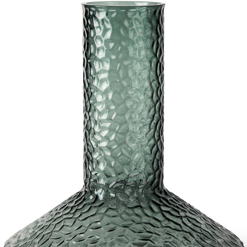 12" Green Faceted Glass Table Vase - 9.84