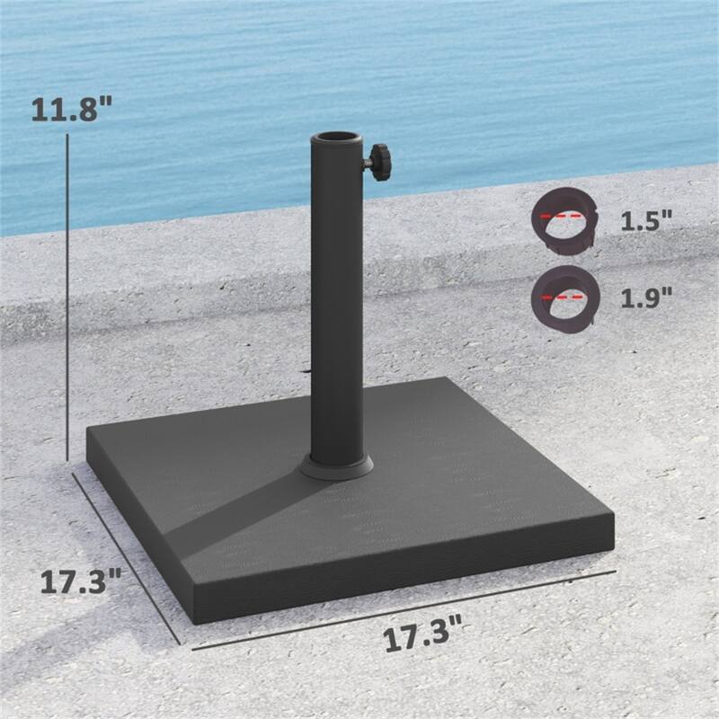 HDPE and Concrete Umbrella Base with Wood-Grain Finish for Outdoor Parasols Up to 7 Foot - 17.3" L x 17.3" W x 11.8" H