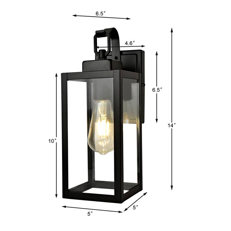 4PK-1 Light Outdoor Matte Black Wall Sconce Lantern - 5"x6.7"x13.78"