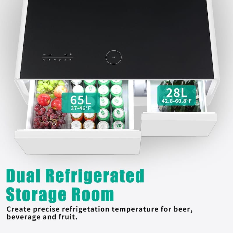 Smart Coffee Table with Built-in Fridge,Bluetooth Speaker,Wireless Charging,Touch Control Panel,USB Interface,Outlet Protection