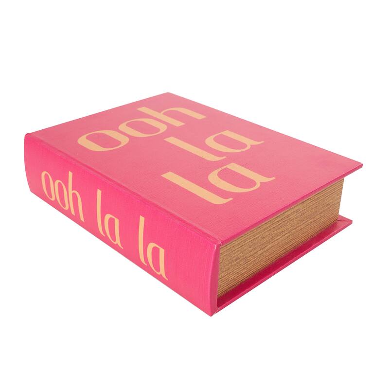 Red Wooden "Ooh La La" Faux Storage Book Decorative Box with Gold Lettering (Set of 3)