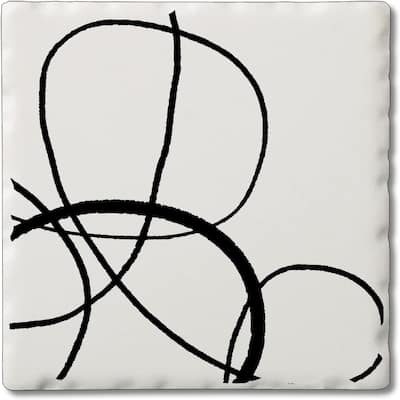 Scribble 4 Pack Single Absorbent Stone Coaster with Protective Cork Backing Made in The USA 4" Square, Easily Wipes Clean