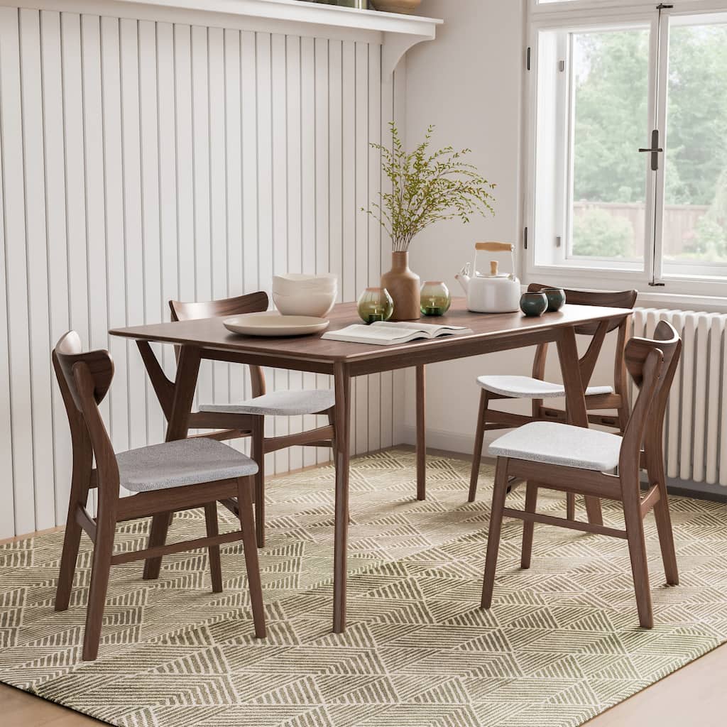 Furniture of America Beck Mid-century 5-Piece Wood Dining Table Set