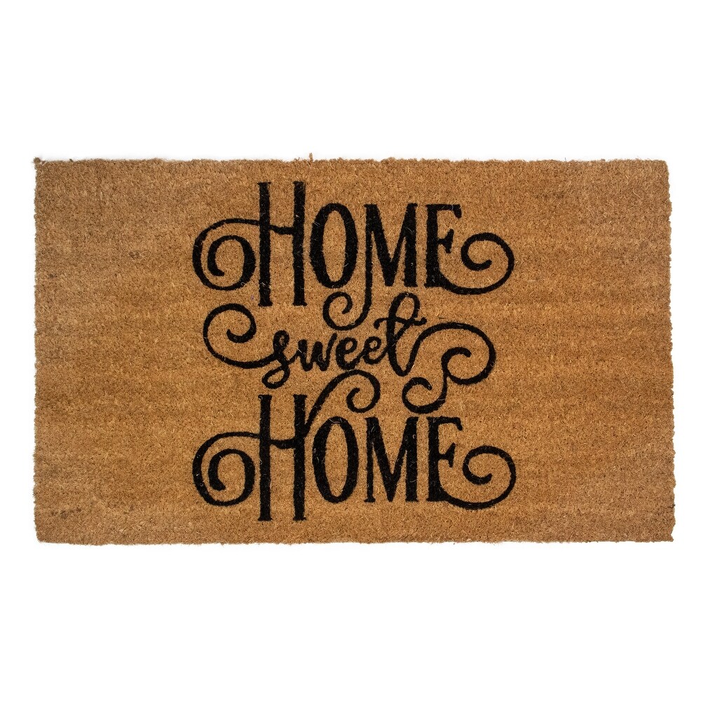 GAURI KOHLI Natural Coir Doormat; Glowing Hello Design 30" X 18" 