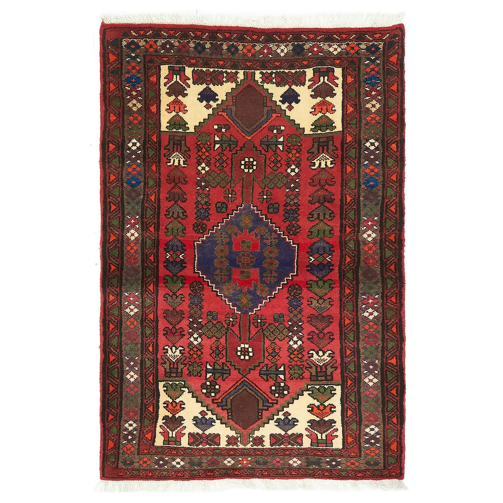 ECARPETGALLERY Hand-knotted Andelz Red Wool Rug - 3'2 x 5'0
