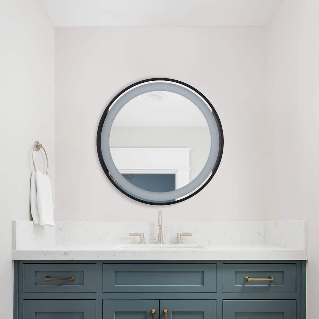 SAFAVIEH Danyel 24" Led Vanity Mirror - Black / Silver - 24Wx1Dx24H