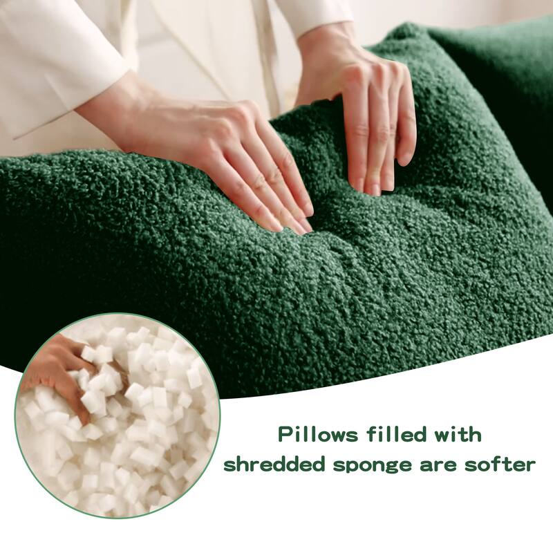 Soft Teddy Fabric Boneless Sofa, No Assembly Required Streamlined Design, Anti-Slip Design, 32D High Density Sponge