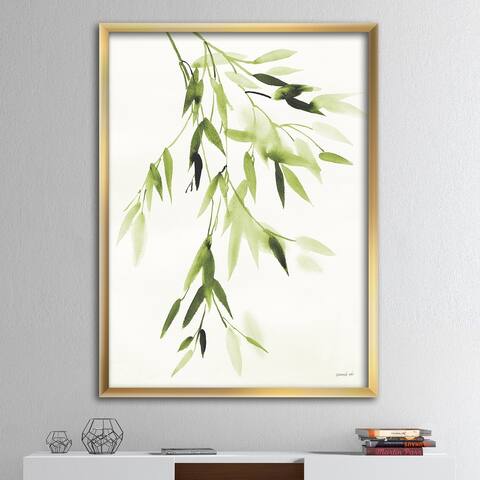 Designart 'Simplist Bamboo Leaves I' Lake House Framed Art Print