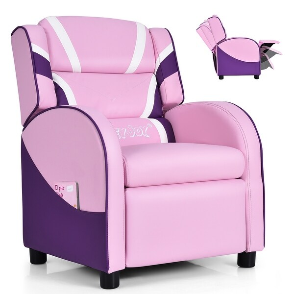 Kids Recliner Chair Gaming Sofa PU Leather Armchair w Side Pockets