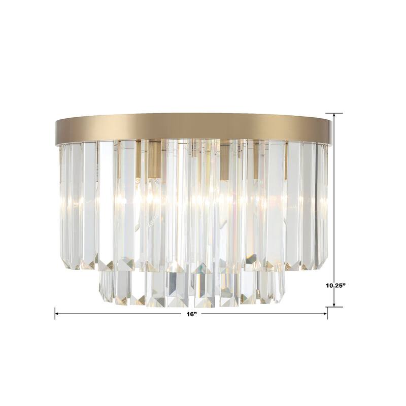 Hayes 4 Light Aged Brass Ceiling Mount - 16"W x 10.25"H x 16"D