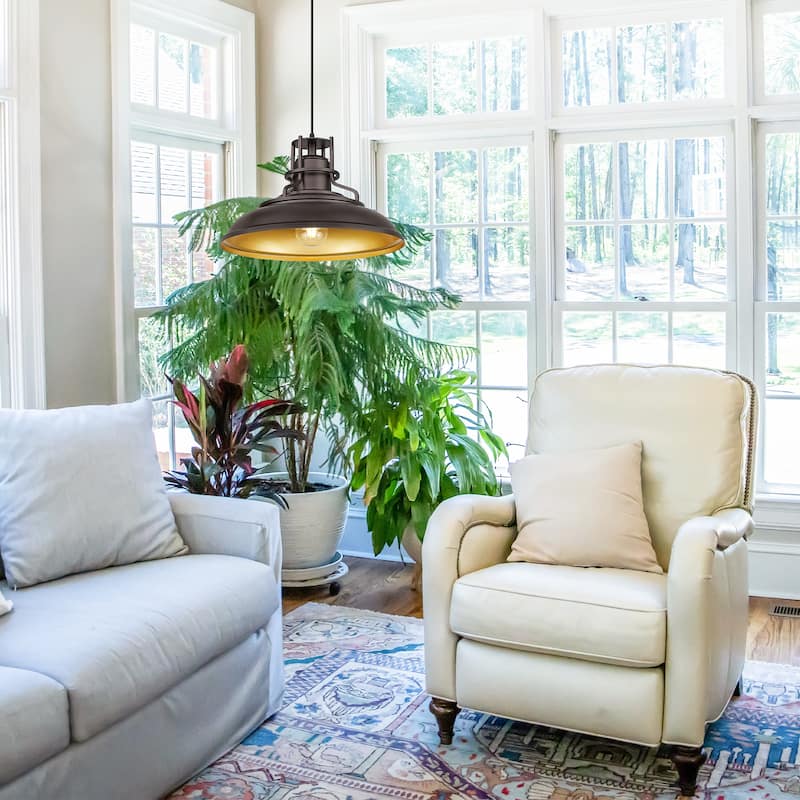 Farmhouse Vintage Barn Pendant Light Oil with Rubbed Bronze Finish