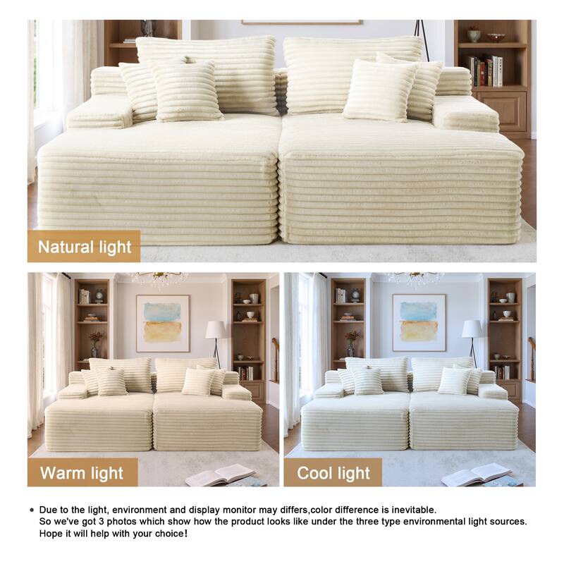 Oversized Upholstered Modular Sectional Chaise Lounge with Pillows