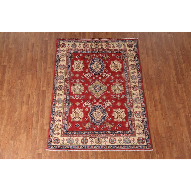 Traditional Kazak Area Rug Handmade Living Room Wool Carpet - 4'11" x 6'5"