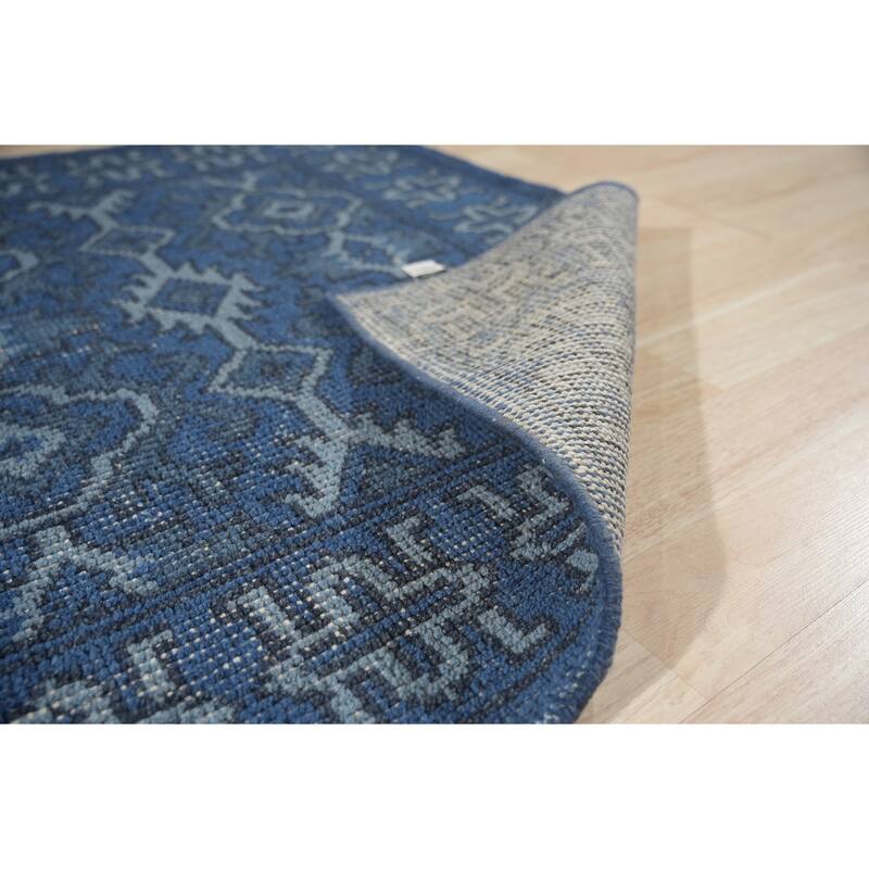 Home Decor Blue Hand-Knotted Wool Classic Rug by EORC Luxurious Area Rug for Adding Timeless Elegance and Sophistication to You