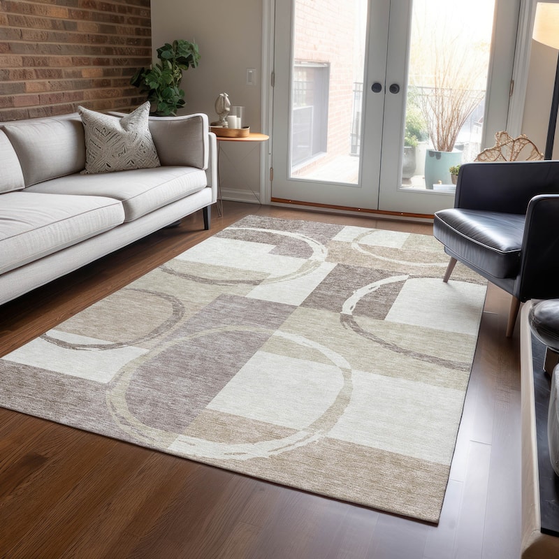 Machine Washable Indoor/ Outdoor Contemporary Chantille Rug