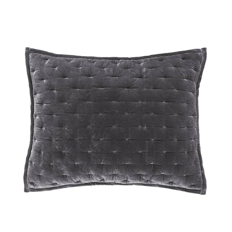 HiEnd Accents Stella Faux Silk Velvet Romantic Western Quilted Pillow Sham, 1PC - Standard - Slate