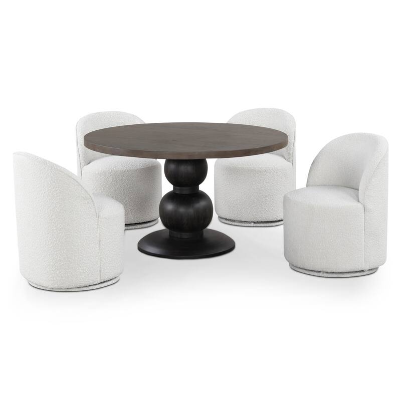 Furniture of America Callum Modern 5-Piece Espresso Wood Round Dining Set with Swivel Chairs
