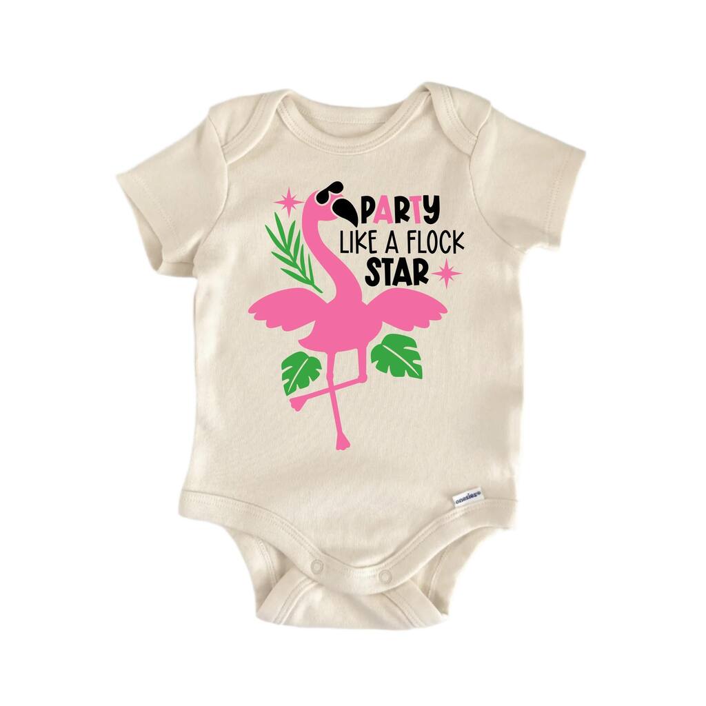 Party Flock Star Flamingo - Baby Boy Girl Clothes Infant Bodysuit Funny Cute
