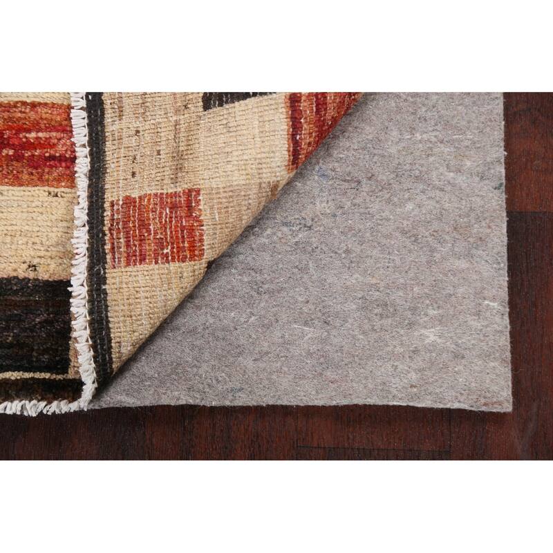 Checkered Gabbeh Kashkoli Oriental Area Rug Hand-knotted Wool Carpet - 3'4" x 4'10"