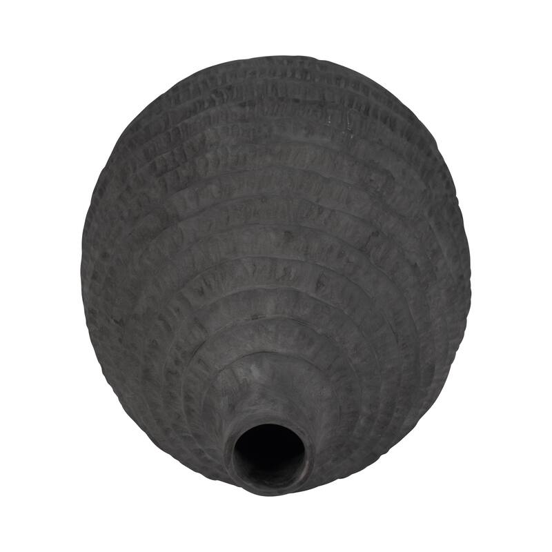 Ceramic Bud Faded Ribbed Bulbous Vase - Black, 15"