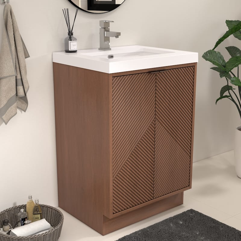 Milano 24" Freestanding Bathroom Vanity with White Acrylic Sink
