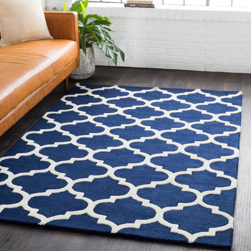Hand-Tufted Even Moroccan Trellis Wool Rug