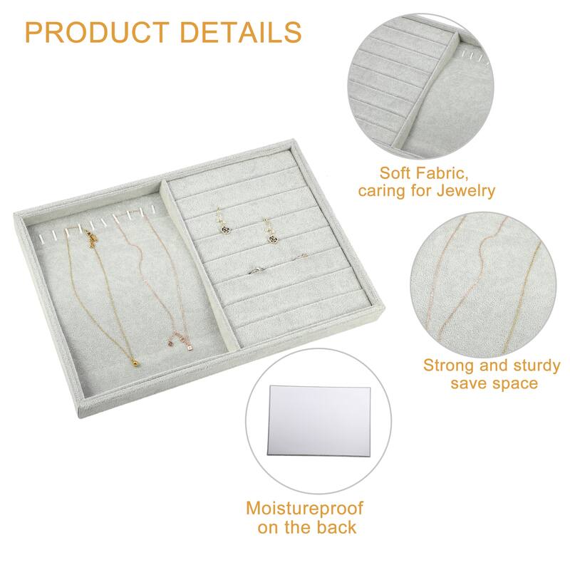 2 in1 Jewelry Tray Stackable Tray Showcase for Rings Earrings Necklace