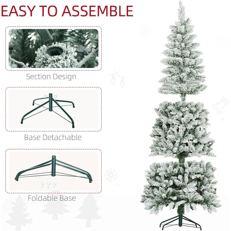 4.5/6/7.5/9 FT Pre-Lit Frosted Pine Artificial Christmas Tree with LED Lights - N/A