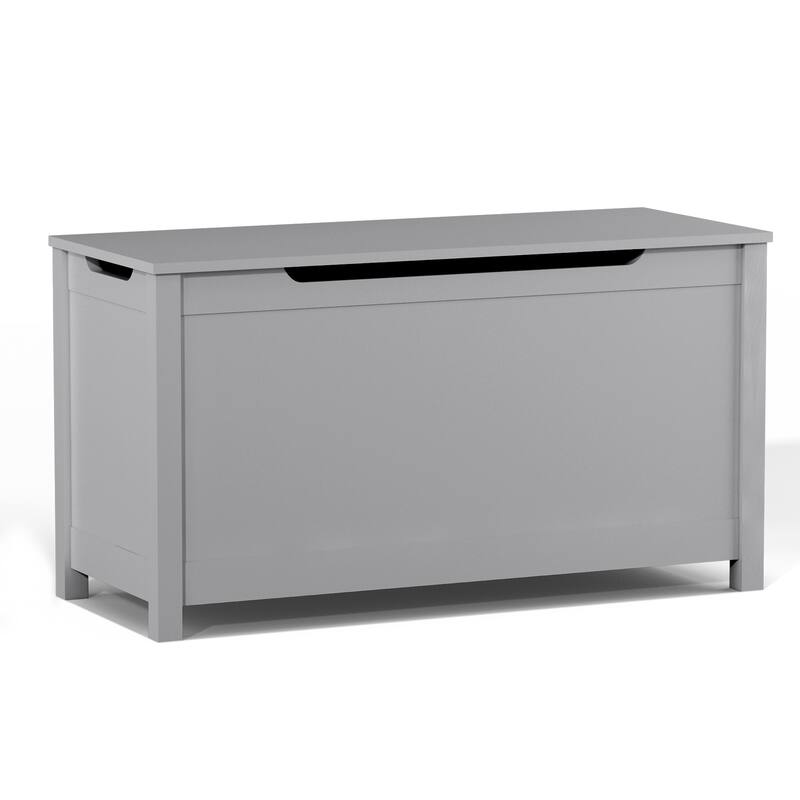 Classic Design Kids Wooden Toy Box Storage with Safety Hinged Lid
