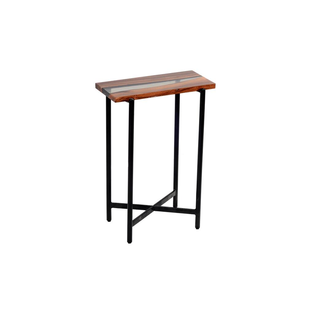 Rivers Edge 18" Acacia Wood and Acrylic Nesting End Tables, Set of 2