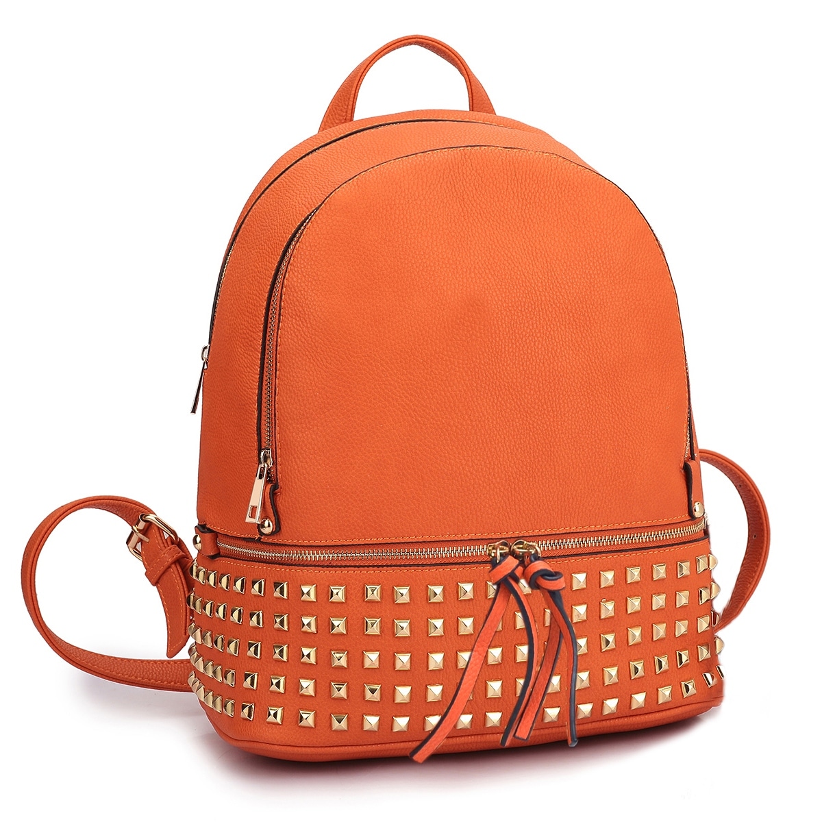 orange leather backpack